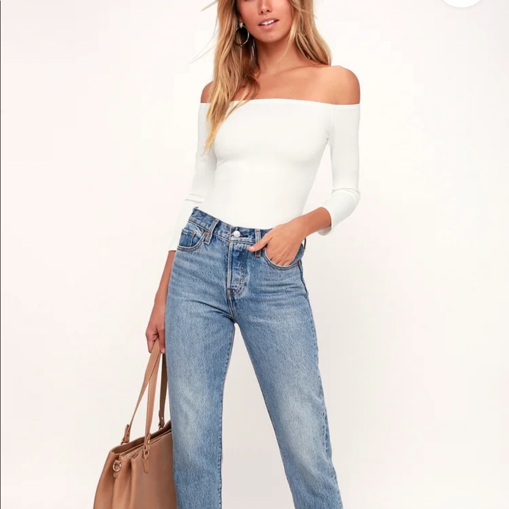 Lulus Like a Bird White Off-the-Shoulder Bodysuit